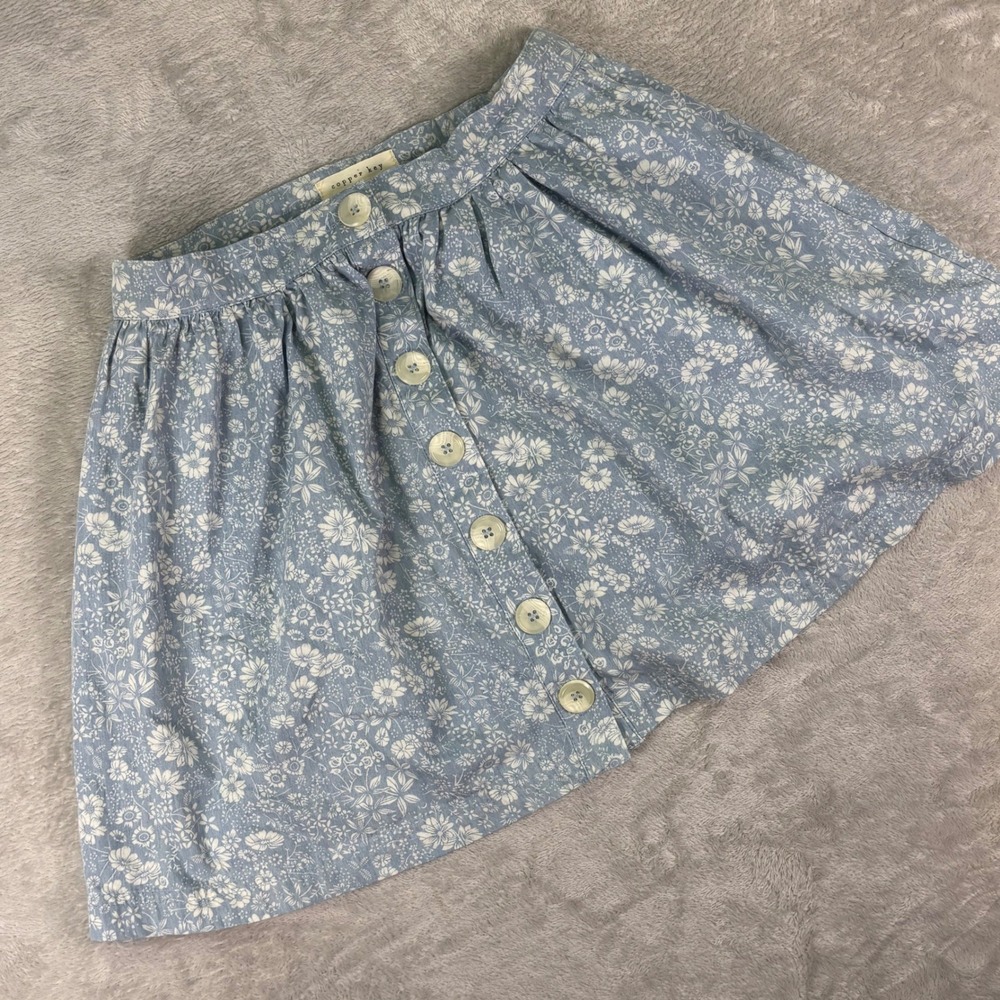 Copper Key Women's Blue White Floral Button Front Mini Skirt Size Medium
